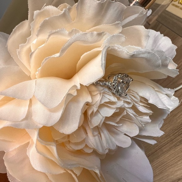 Exquisite Heart-Shaped Halo Ring with Pavé Diamond Band - Picture 11 of 17